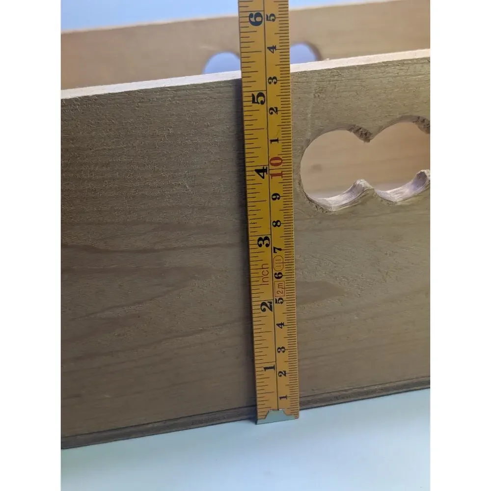 Rustic Wooden Storage Crate Box Slatted Sides Cutout Handles 12